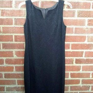 Carole Little Sleeveless Black Jacquard Cocktail Sheath